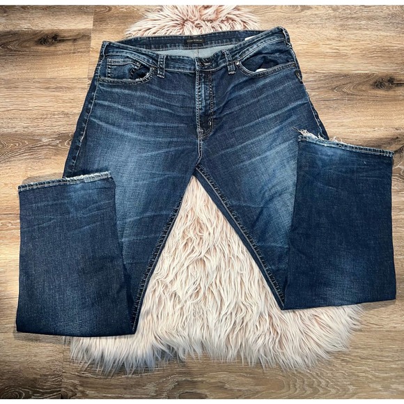 Mens Silver Jeans Dark Blue Jeans W40/L30 - Picture 1 of 12